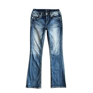 Y2K miss me western blue jeans mid rise denim flares American flag pockets